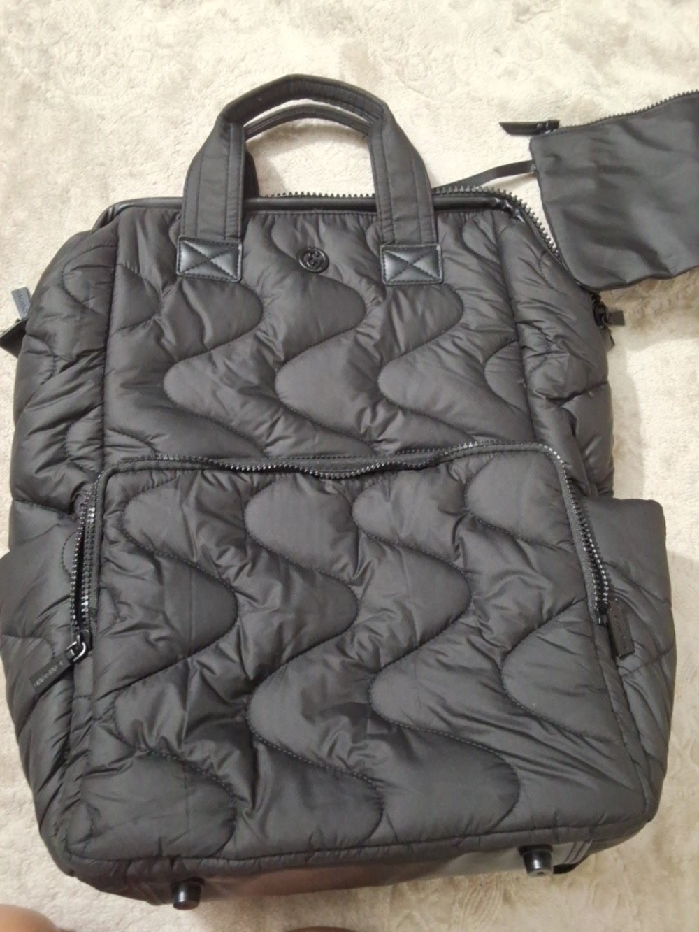 Joan & David Quilted Black Convertible Tote Backpack